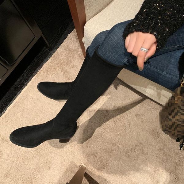 boots flat bottomed long tube elastic thick heel net red knee women's thin high knight, Black
boots flat bottomed long tube elastic thick heel net red knee women's thin high knight, Black