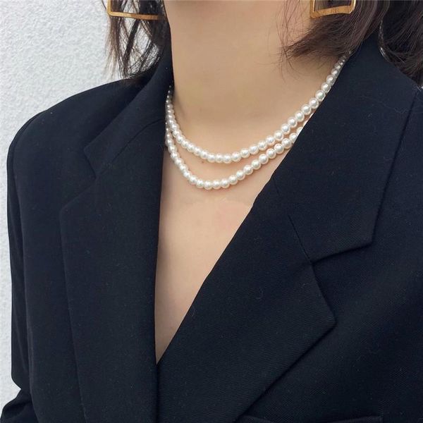 chokers fflacell 2021 korean retro gold double layer round imitation pearl necklace simple cold wind jewelry for women girl gift, Golden;silver
chokers fflacell 2021 korean retro gold double layer round imitation pearl necklace simple cold wind jewelry for women girl gift, Golden;silver