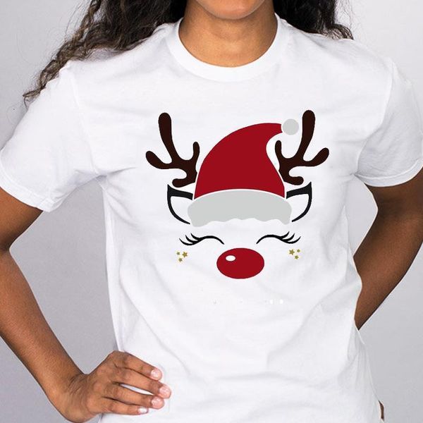 women graphic deer face holiday cartoon cute merry christmas clothes print lady tees clothing female t shirt t-shirt, White 
women graphic deer face holiday cartoon cute merry christmas clothes print lady tees clothing female t shirt t-shirt, White