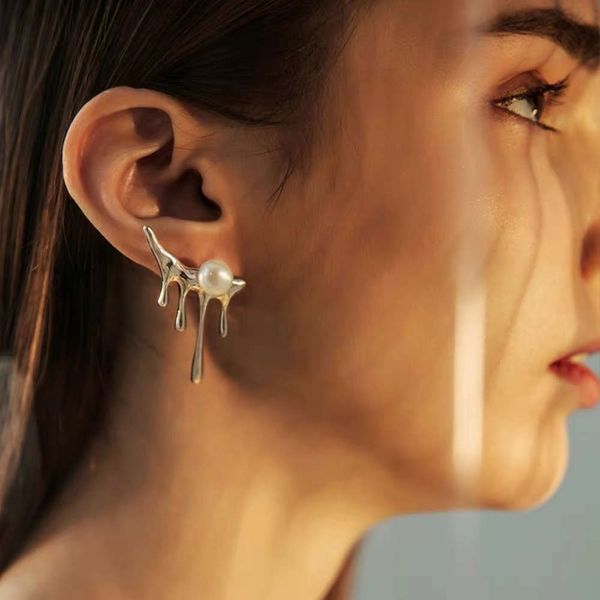 hbp fashion ins wind metal lava drops irregular pearl texture exaggerated personality earrings, Silver
hbp fashion ins wind metal lava drops irregular pearl texture exaggerated personality earrings, Silver