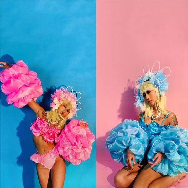 stage wear shining ab colors oversized flower puff sleeve yarn lace bikini singer gogo costume women evening party outfit xs2039, Black;red
stage wear shining ab colors oversized flower puff sleeve yarn lace bikini singer gogo costume women evening party outfit xs2039, Black;red