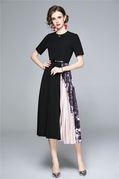fashion designer women dress woman summer elegant pleated office party robe female short sleeve dresses vestidos 210525, Black;gray
fashion designer women dress woman summer elegant pleated office party robe female short sleeve dresses vestidos 210525, Black;gray