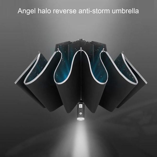 umbrellas folding automatic umbrella reverse led anti-wind reflective man