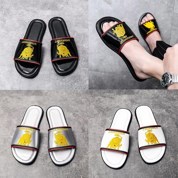 luxury genuine leather slipper men brand designer embroidery rubber slides beach flat sandals shiny black white silver outdoor home flip flo
luxury genuine leather slipper men brand designer embroidery rubber slides beach flat sandals shiny black white silver outdoor home flip flo