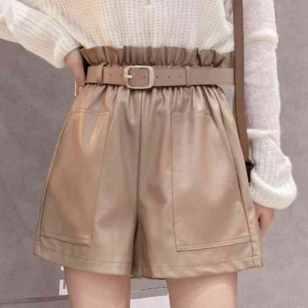 fashion women's shorts belt high waist casual khaki black pu feminino autumn leather c236 210602, White;black
fashion women's shorts belt high waist casual khaki black pu feminino autumn leather c236 210602, White;black