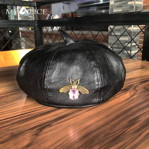 berets myalice women beret pink gem mosaic metal bee decoration female painter hat leather cap classical charm vintage style wholesale, Blue;gray
berets myalice women beret pink gem mosaic metal bee decoration female painter hat leather cap classical charm vintage style wholesale, Blue;gray