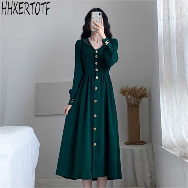 spring arrival retro v collar solid color long sleeve single-breasted temperament casual dress 210531, Black;gray
spring arrival retro v collar solid color long sleeve single-breasted temperament casual dress 210531, Black;gray