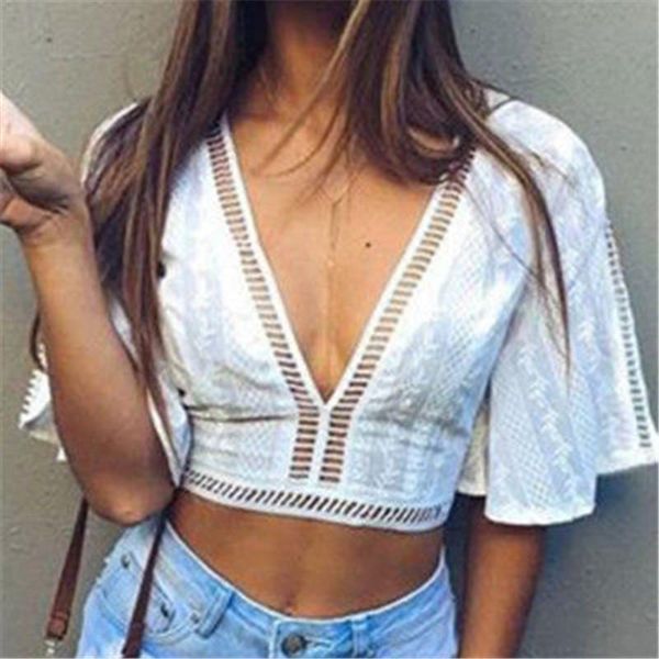 women's blouses & shirts summer blouse white women short sleeve crop deep v-neck backless lace hollow beach casual shirt blusas fem
women's blouses & shirts summer blouse white women short sleeve crop deep v-neck backless lace hollow beach casual shirt blusas fem