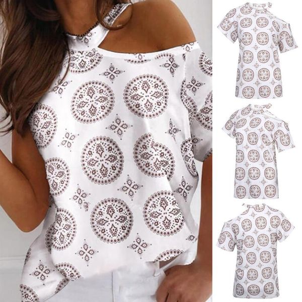 women's t-shirt 2021 women fashion damskie summer short sleeve halterneck collar casual printed pullover spring, White
women's t-shirt 2021 women fashion damskie summer short sleeve halterneck collar casual printed pullover spring, White