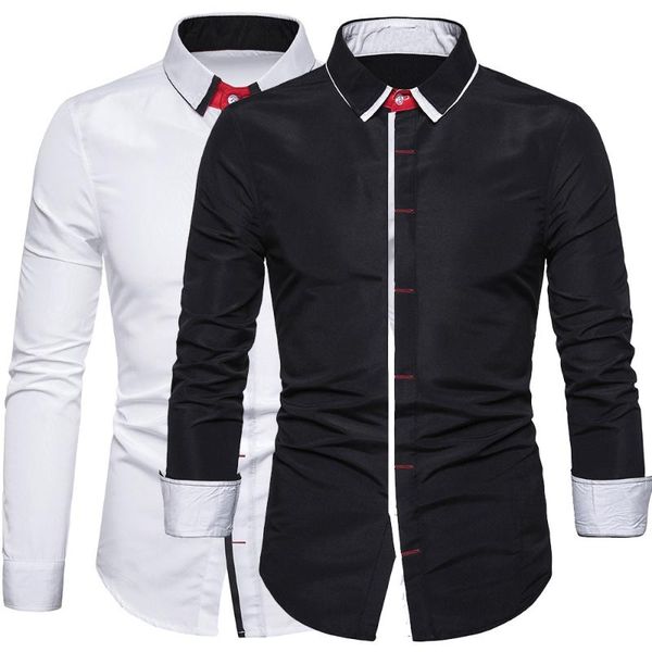 men's casual shirts 2021 classic korean slim long sleeve shirt business white solid color lapel design for young men, White;black
men's casual shirts 2021 classic korean slim long sleeve shirt business white solid color lapel design for young men, White;black