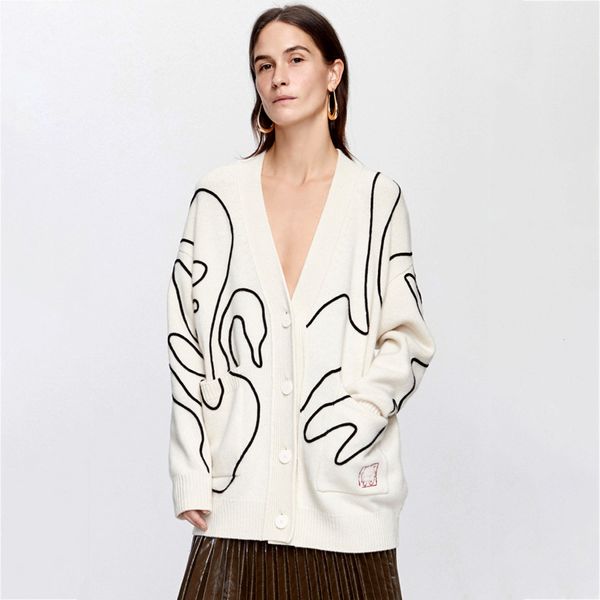 new embroidered beige retro cardigan women autumn winter long single sweater sweaters n0rc, White;black
new embroidered beige retro cardigan women autumn winter long single sweater sweaters n0rc, White;black