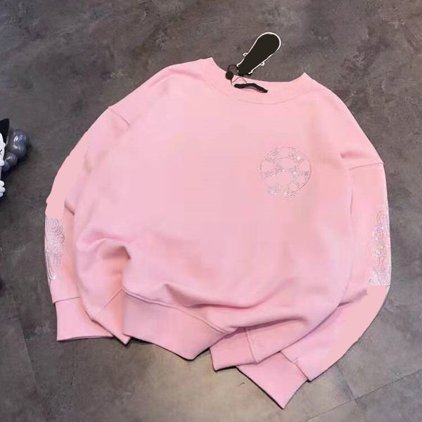 21 spring and summer new fashion crowe family pink girl heart diamond letter casual sweet terry, Black
21 spring and summer new fashion crowe family pink girl heart diamond letter casual sweet terry, Black