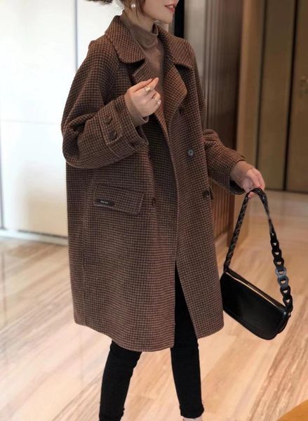 women's wool & blends jetlag double-sided cashmere plaid coat woolen long loose check autumn woman winter coats and jackets, Black
women's wool & blends jetlag double-sided cashmere plaid coat woolen long loose check autumn woman winter coats and jackets, Black