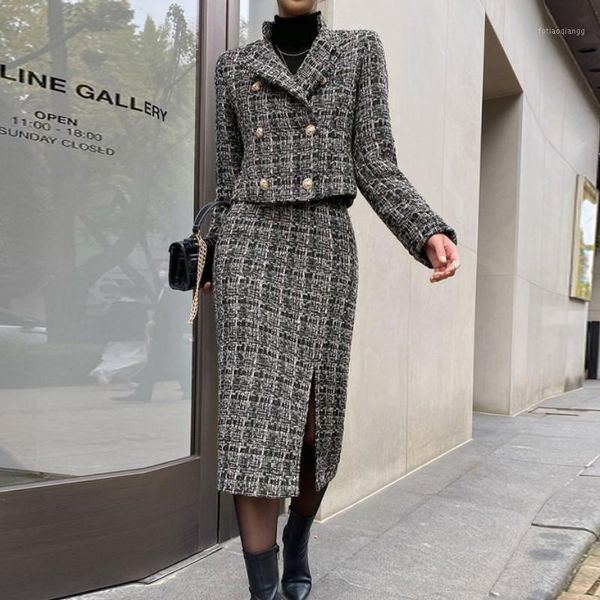 women's tracksuits 2021 fashion autumn winter 2 piece sets women plaid tweed short jacket coat + waist skirts suit outfit, Gray
women's tracksuits 2021 fashion autumn winter 2 piece sets women plaid tweed short jacket coat + waist skirts suit outfit, Gray