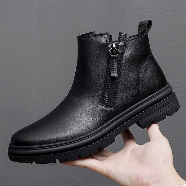 man winter chelsea boots fur warm male casual genuine leather shoes designer men's dress boot handmade zipper business footwear 211106, Black
man winter chelsea boots fur warm male casual genuine leather shoes designer men's dress boot handmade zipper business footwear 211106, Black