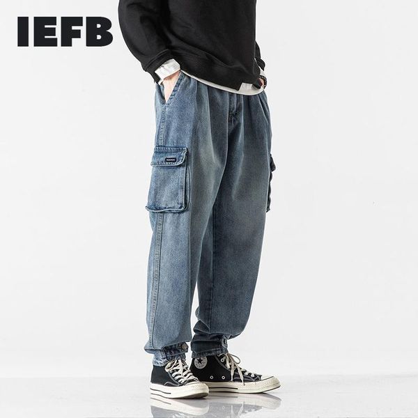 iefb 2021 spring new workwear denim trousers for men double pocket turnup pants causal loose jeans streetwear 9y6070, Blue
iefb 2021 spring new workwear denim trousers for men double pocket turnup pants causal loose jeans streetwear 9y6070, Blue