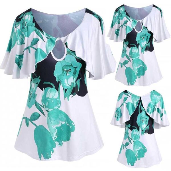 women's t-shirt 40# women plus size t-shirts hollow out shawl elegant sleeve keyhole floral print t shirt lotus round neck, White
women's t-shirt 40# women plus size t-shirts hollow out shawl elegant sleeve keyhole floral print t shirt lotus round neck, White