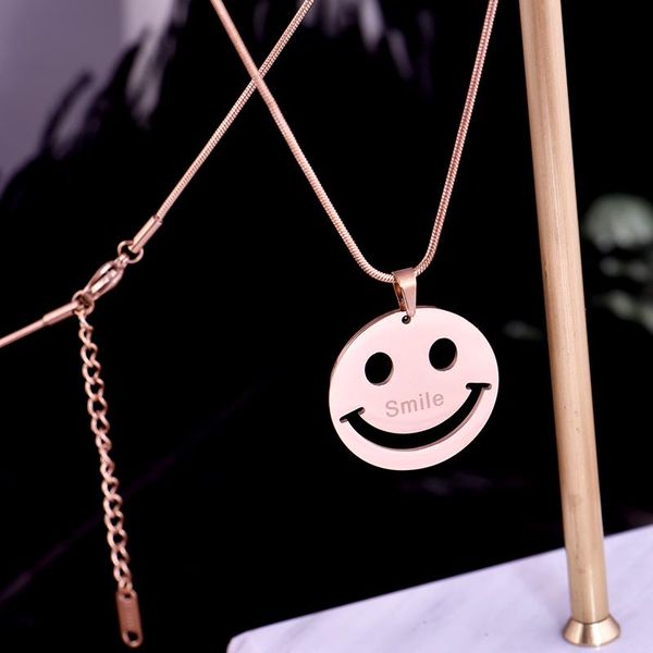 pendant necklaces no fading rivca fashion rose gold smlie necklace stainless steel women jewelry charm clasp chain friendship gift, Silver
pendant necklaces no fading rivca fashion rose gold smlie necklace stainless steel women jewelry charm clasp chain friendship gift, Silver