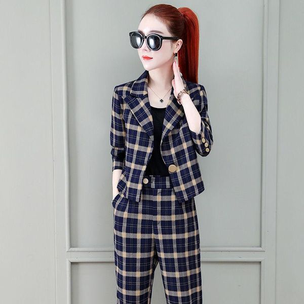 women's two piece pants western style plaid suit professional female spring and autumn light mature fashion thin temperament two-piece, White
women's two piece pants western style plaid suit professional female spring and autumn light mature fashion thin temperament two-piece, White