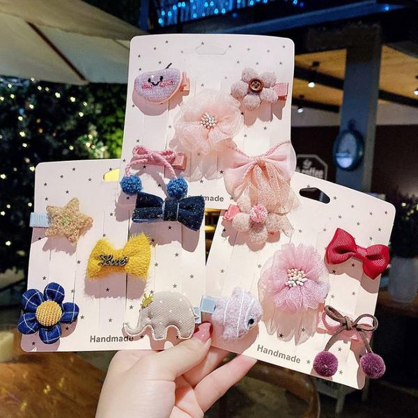 5/6 pcs cute cartoon kids girls hair pins set cotton bow children hair clips princess party accessories headwear, Slivery;white 
5/6 pcs cute cartoon kids girls hair pins set cotton bow children hair clips princess party accessories headwear, Slivery;white