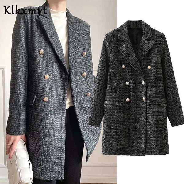 klkxmyt za women fashion metal double breasted tweed jacket coat vintage long sleeve pockets female outerwear chic 210527, Black;brown
klkxmyt za women fashion metal double breasted tweed jacket coat vintage long sleeve pockets female outerwear chic 210527, Black;brown