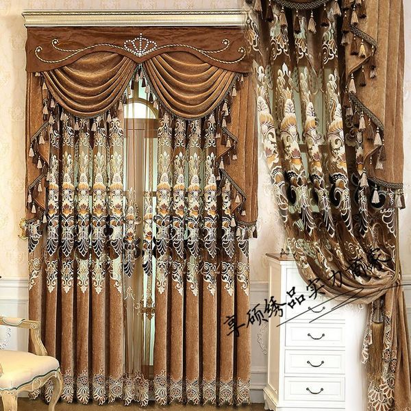 curtain & drapes european luxury embroidery curtains tulle for living room brown villa semi blackout window
curtain & drapes european luxury embroidery curtains tulle for living room brown villa semi blackout window