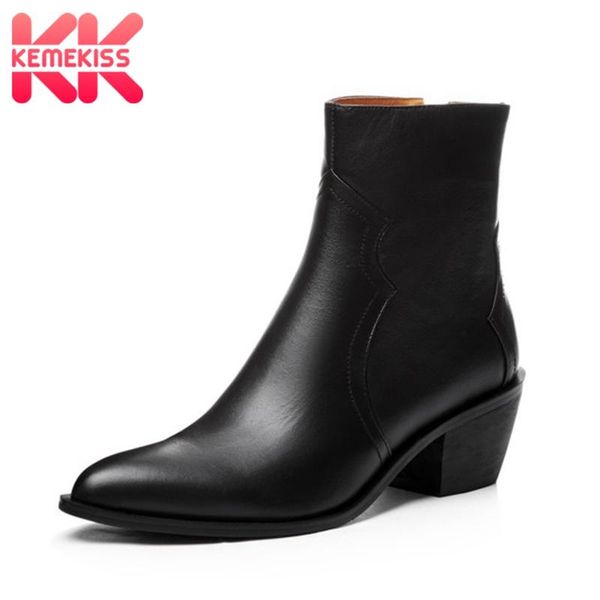 boots kemekiss woman ankle thick heel real leather zipper winter shoes fashion cool footwear size 34-39, Black
boots kemekiss woman ankle thick heel real leather zipper winter shoes fashion cool footwear size 34-39, Black