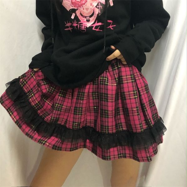 mall goth lace lolita mini skirt woman kawaii pink plaid pleated pastel goth egirl clothes dark academia aesthetic skirts 210315, Black
mall goth lace lolita mini skirt woman kawaii pink plaid pleated pastel goth egirl clothes dark academia aesthetic skirts 210315, Black