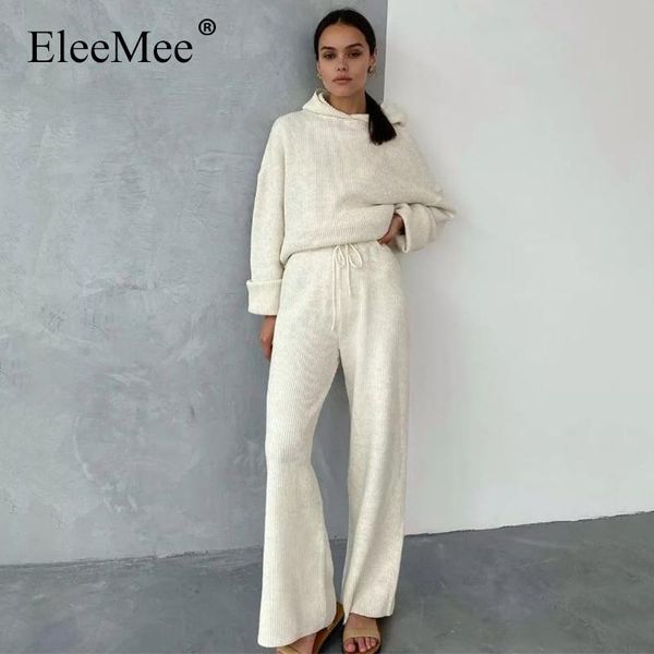 women's two piece pants eleemee plus size s-3xl knitted hooded sweater sets loose elastic long sleeve pullover and women, White
women's two piece pants eleemee plus size s-3xl knitted hooded sweater sets loose elastic long sleeve pullover and women, White