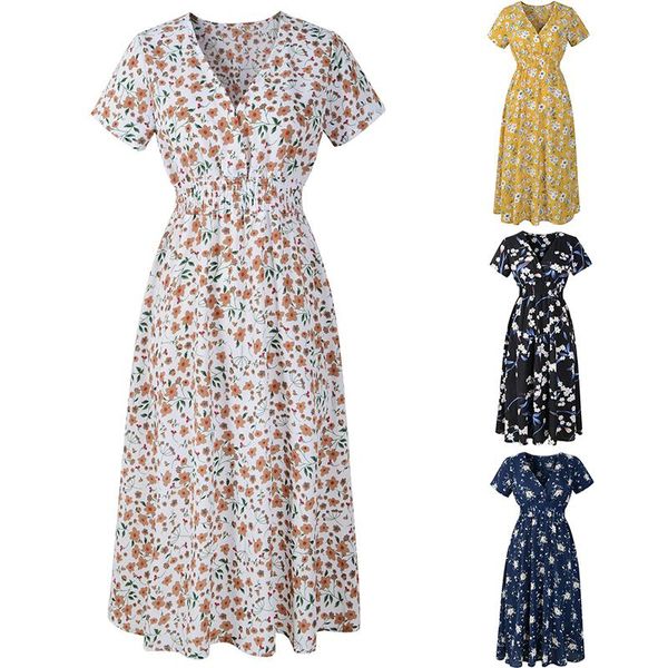 women's swimwear summer short sleeve casual dresses elastic waist boho beach dress v-neck floral print a line swing chiffon, White;black
women's swimwear summer short sleeve casual dresses elastic waist boho beach dress v-neck floral print a line swing chiffon, White;black