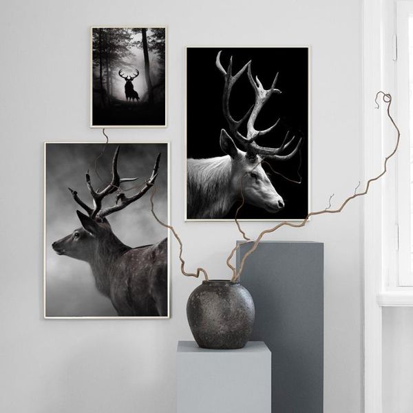 black and white canvas painting animal wall art posters elk deer printing forest wall art picture for living room home decor
black and white canvas painting animal wall art posters elk deer printing forest wall art picture for living room home decor