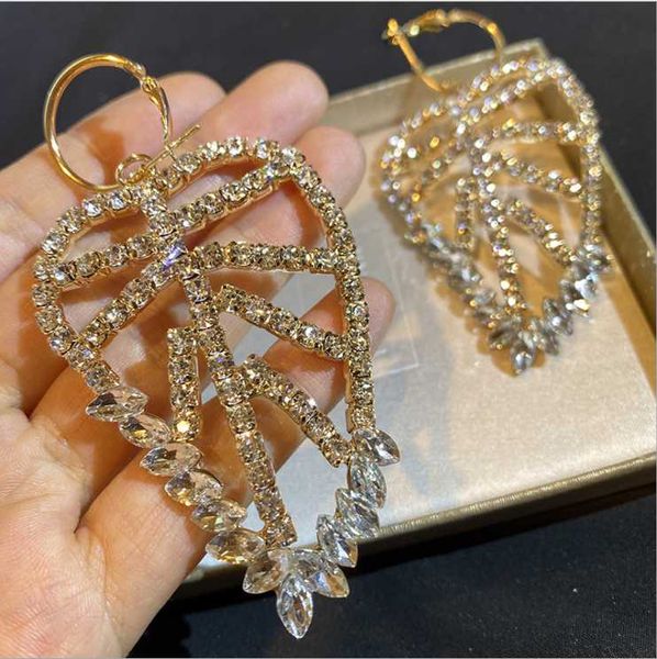 dangle & chandelier large women leaves full of zircon exaggerated hollow earrings, Silver
dangle & chandelier large women leaves full of zircon exaggerated hollow earrings, Silver