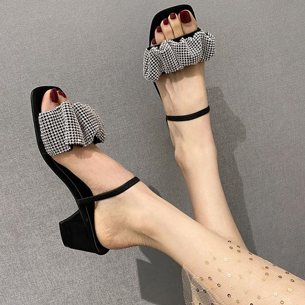 slippers women's shoes high heels 2021 summer style fashion outdoor temperament shiny suede women, Black
slippers women's shoes high heels 2021 summer style fashion outdoor temperament shiny suede women, Black