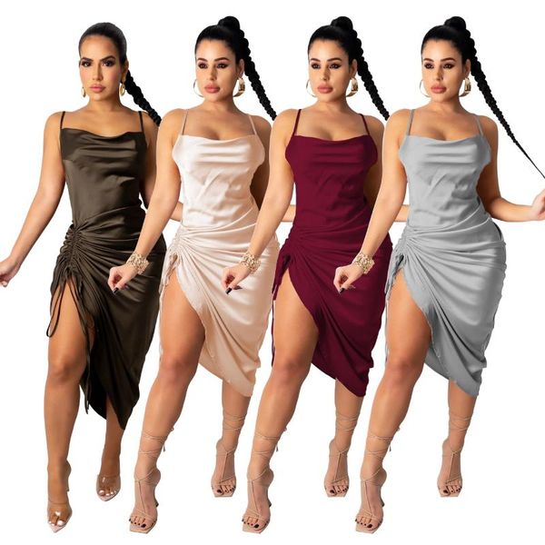 casual dresses ruched satin summer dress drawstring spaghetti straps cowl neck backless long for women party vestidos, Black;gray
casual dresses ruched satin summer dress drawstring spaghetti straps cowl neck backless long for women party vestidos, Black;gray