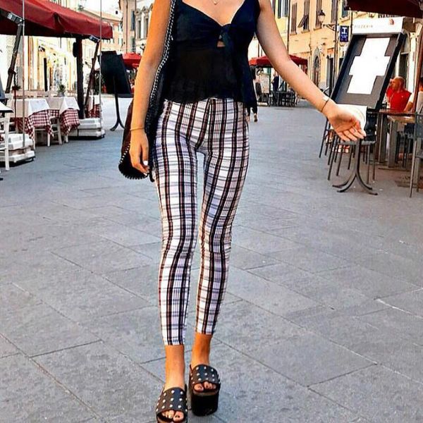 women's pants & capris arrivals colorful plaid casual women skinny pencil high waist fit, Black;white
women's pants & capris arrivals colorful plaid casual women skinny pencil high waist fit, Black;white
