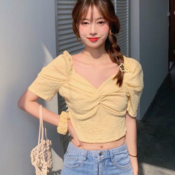 women's blouses & shirts women short sleeve summer solid v-neck ruched design crop female elegant korean style shirt cute trendy le, White
women's blouses & shirts women short sleeve summer solid v-neck ruched design crop female elegant korean style shirt cute trendy le, White