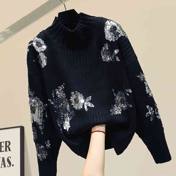 women's sweaters female sweater with sequins and flowers, loose knitted or crocheted for women, lazy windcoat, women's gt5y, White;black
women's sweaters female sweater with sequins and flowers, loose knitted or crocheted for women, lazy windcoat, women's gt5y, White;black