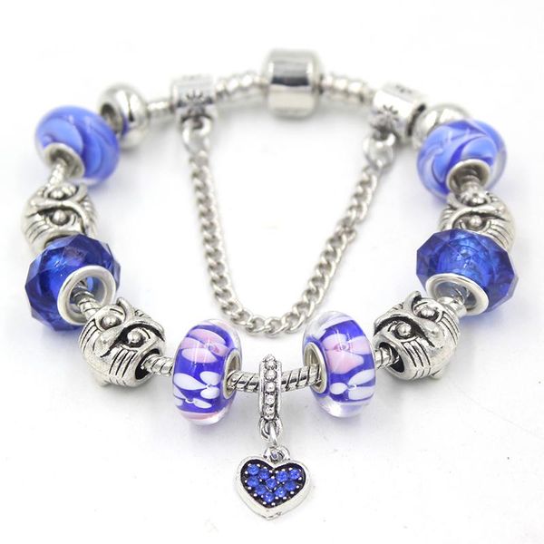 charm bracelets arrival women jewelry navy blue flower lampwork bead bracelet crystal heart for gift bijoux pulsera, Golden;silver
charm bracelets arrival women jewelry navy blue flower lampwork bead bracelet crystal heart for gift bijoux pulsera, Golden;silver