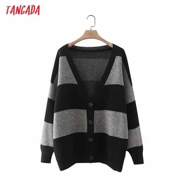women's knits & tees tangada women vintage gray striped cardigan v collar knitted coat 3f32, White
women's knits & tees tangada women vintage gray striped cardigan v collar knitted coat 3f32, White
