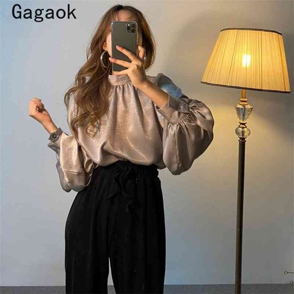 women high street chic shirt summer solid stand lantern sleeve full loose casual retro wild and blouse 210531, White
women high street chic shirt summer solid stand lantern sleeve full loose casual retro wild and blouse 210531, White