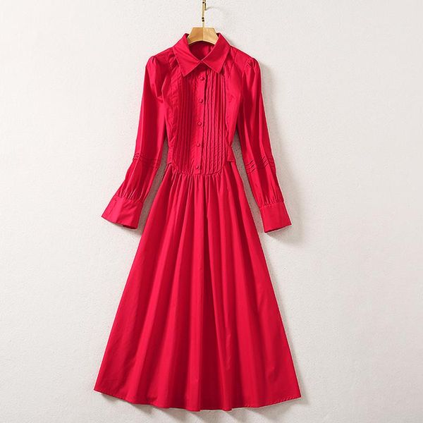 casual dresses est fashion 2021 spring runway shirt collar long sleeves buttons red dress, Black;gray
casual dresses est fashion 2021 spring runway shirt collar long sleeves buttons red dress, Black;gray