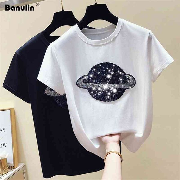 embroidered sequins cotton short sleeve t-shirt female planet casual loose black white tshirt o neck fashion korean shirt 210603
embroidered sequins cotton short sleeve t-shirt female planet casual loose black white tshirt o neck fashion korean shirt 210603
