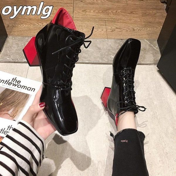 boots winter luxury designer patent leather ankle women fashion patchwork high thick heels ins ladies lace up shoes, Black
boots winter luxury designer patent leather ankle women fashion patchwork high thick heels ins ladies lace up shoes, Black