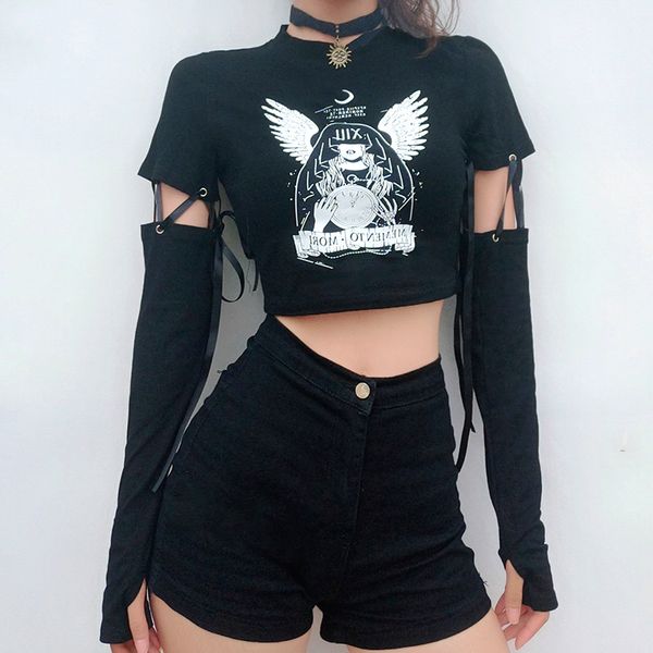 vintage goth angel print stitching t-shirt women bodycon bandage black gothic streetwear female punk crop casual tee, White
vintage goth angel print stitching t-shirt women bodycon bandage black gothic streetwear female punk crop casual tee, White