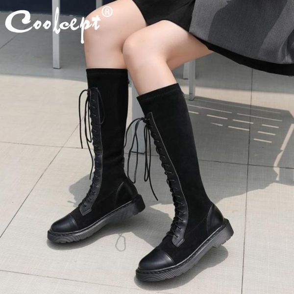 boots coolcept women knee genuine leather fashion cross strap flats winter shoes woman warm long boot lady footwear size 34-43, Black
boots coolcept women knee genuine leather fashion cross strap flats winter shoes woman warm long boot lady footwear size 34-43, Black