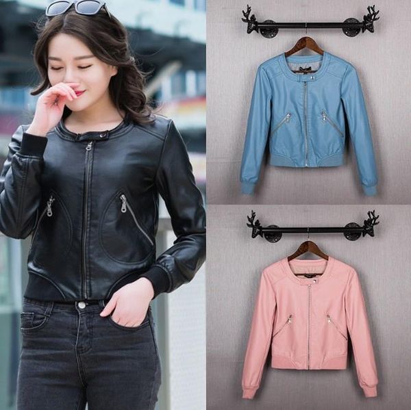 women's leather & faux spring and autumn short coat korean slim motorcycle jacket trendy large, Black
women's leather & faux spring and autumn short coat korean slim motorcycle jacket trendy large, Black