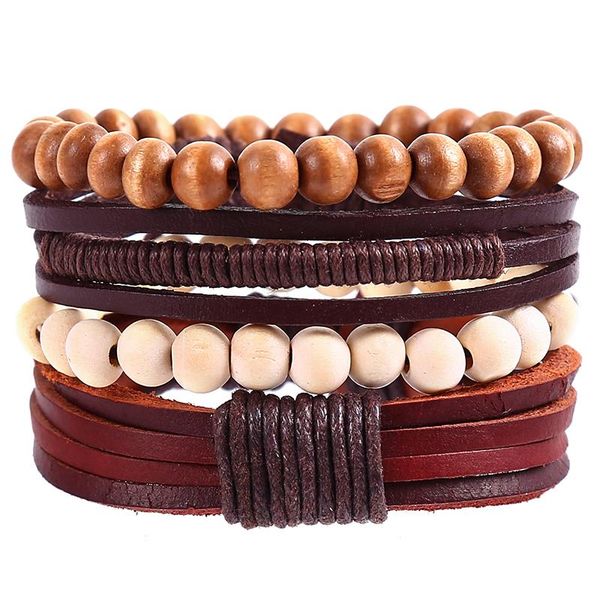 charm bracelets 4pcs/set hippie punk wax cord wrap knots brown leather beige wood bead layers stackable bracelet bangles for man, Golden;silver
charm bracelets 4pcs/set hippie punk wax cord wrap knots brown leather beige wood bead layers stackable bracelet bangles for man, Golden;silver
