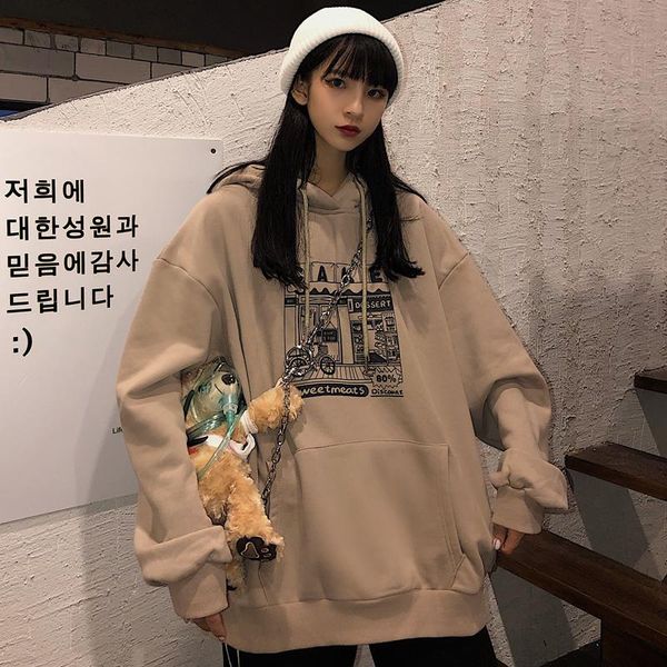 women's hoodies & sweatshirts harajuku style cartoon print loose drop shoulder long sleeve sweatshirt 2021 autumn fashion women, Black
women's hoodies & sweatshirts harajuku style cartoon print loose drop shoulder long sleeve sweatshirt 2021 autumn fashion women, Black