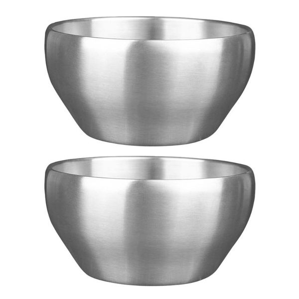 bowls 2pcs stainless steel salad double layer instant noodle (14cm)