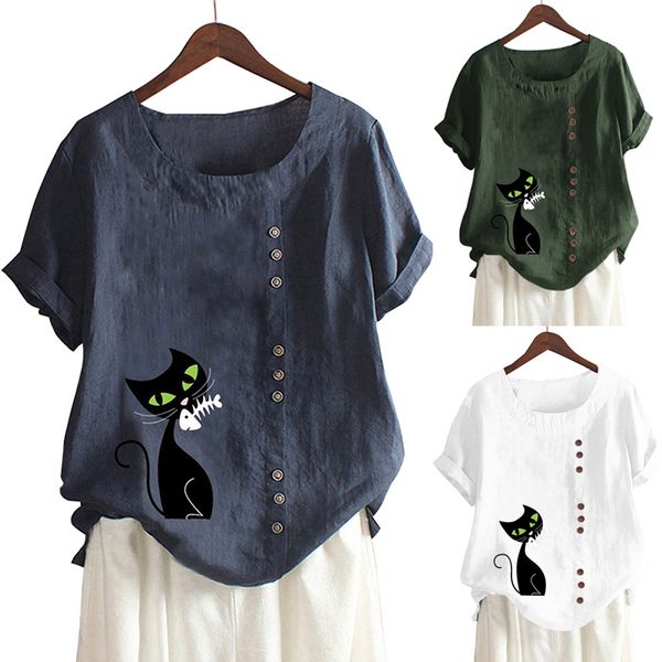 2021 new t summer o-neck short sleeve cat print t-shirt womens plus size fashions streetwear oversized tee shirt femme pmoi, White
2021 new t summer o-neck short sleeve cat print t-shirt womens plus size fashions streetwear oversized tee shirt femme pmoi, White
